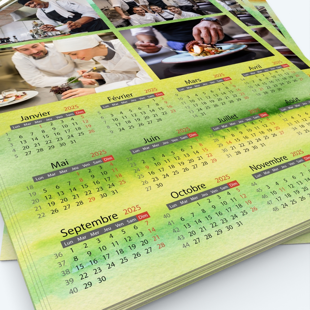 Calendrier photo une page XL - Grille calendaire personnalisable