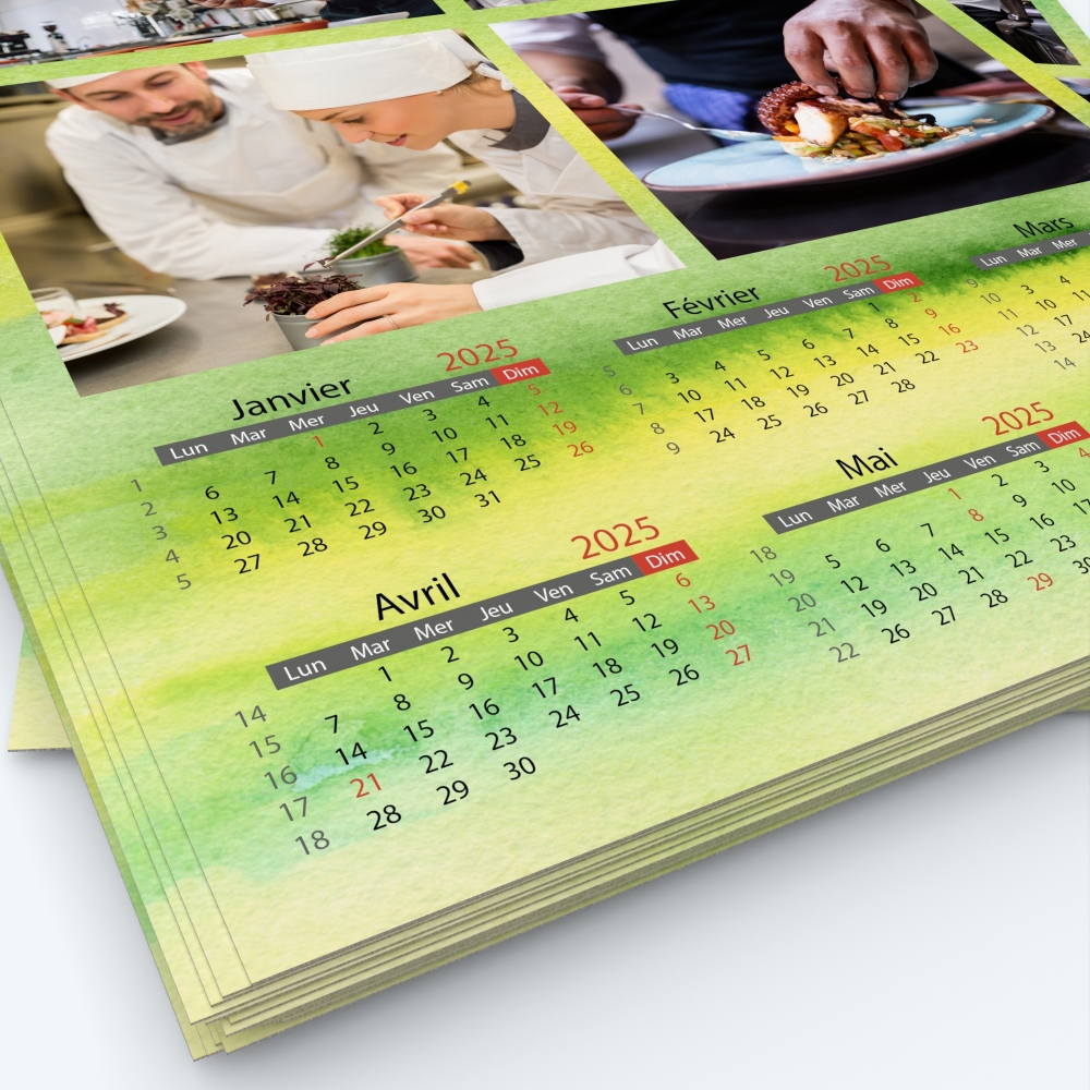 Calendrier photo deux pages XL - Grille calendaire personnalisable