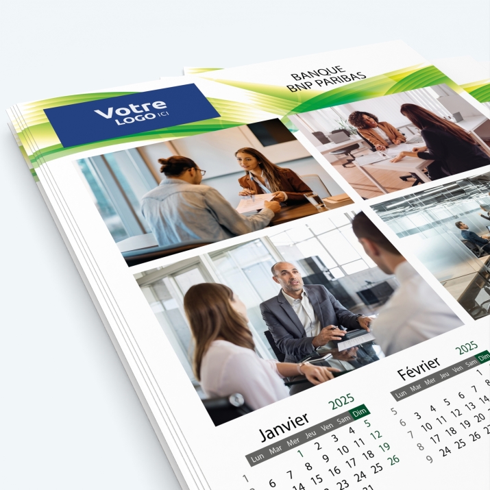 Calendrier photo une page XL - Nombre de photos, logos et texte illimité