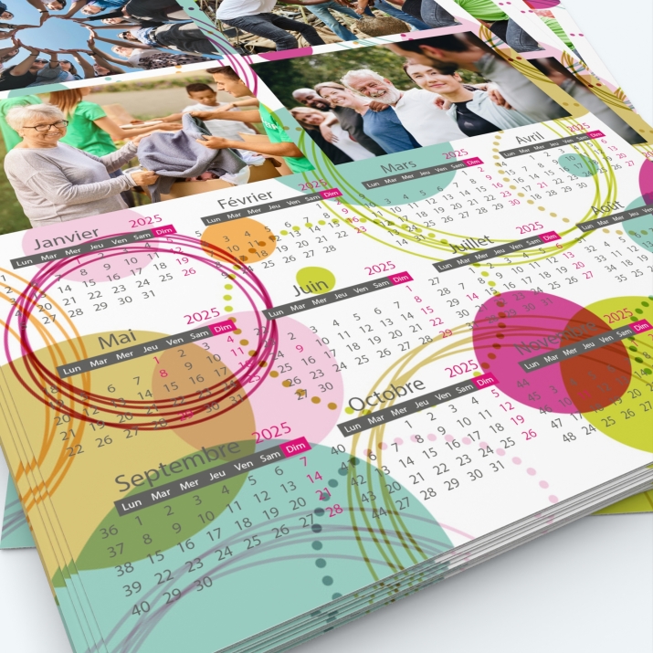 Calendrier photo une page - Grille calendaire personnalisable