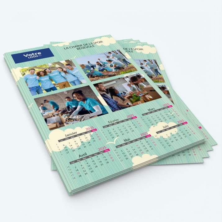 Calendrier photo deux pages - Minimum de commande : 25 exemplaires