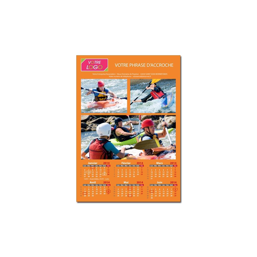 Calendrier photo orange XL RECTO/VERSO (A3, A2, A1 ou A0) Calendrier photo orange XL RECTO/VERSO (A3, A2, A1 ou A0)
