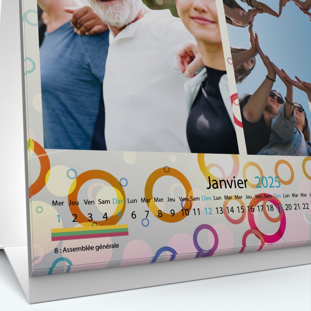 Calendrier de bureau CARRE - Grille calendaire personnalisable