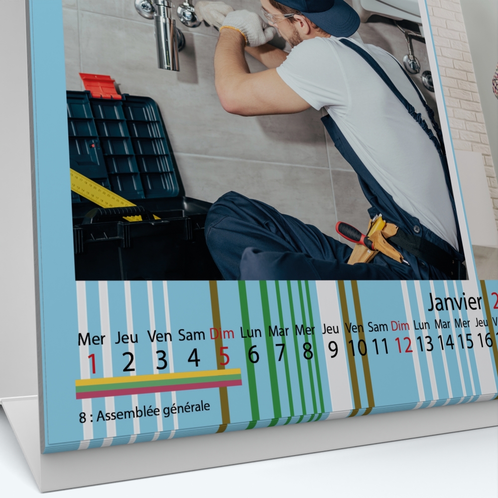 Calendrier de bureau MAXI PANO - Grille calendaire personnalisable