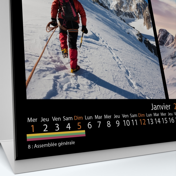 Calendrier de bureau MAXI PANO - Grille calendaire personnalisable