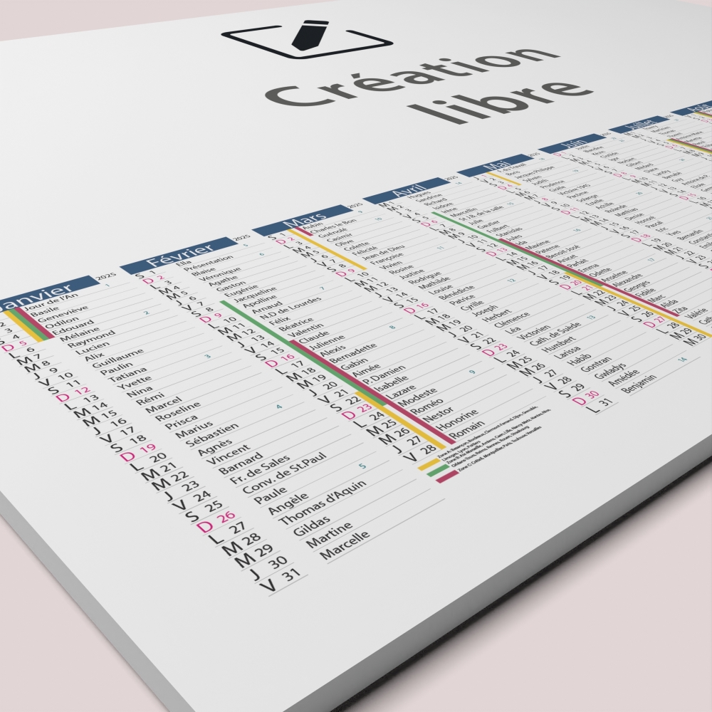 Calendrier photo tableau