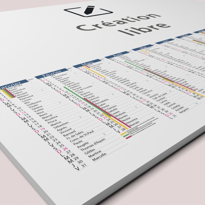 Calendrier photo tableau