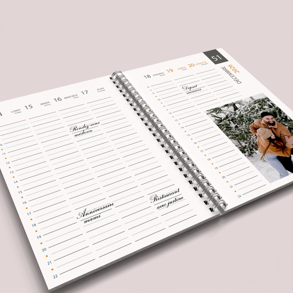 Agenda photo personnalisé