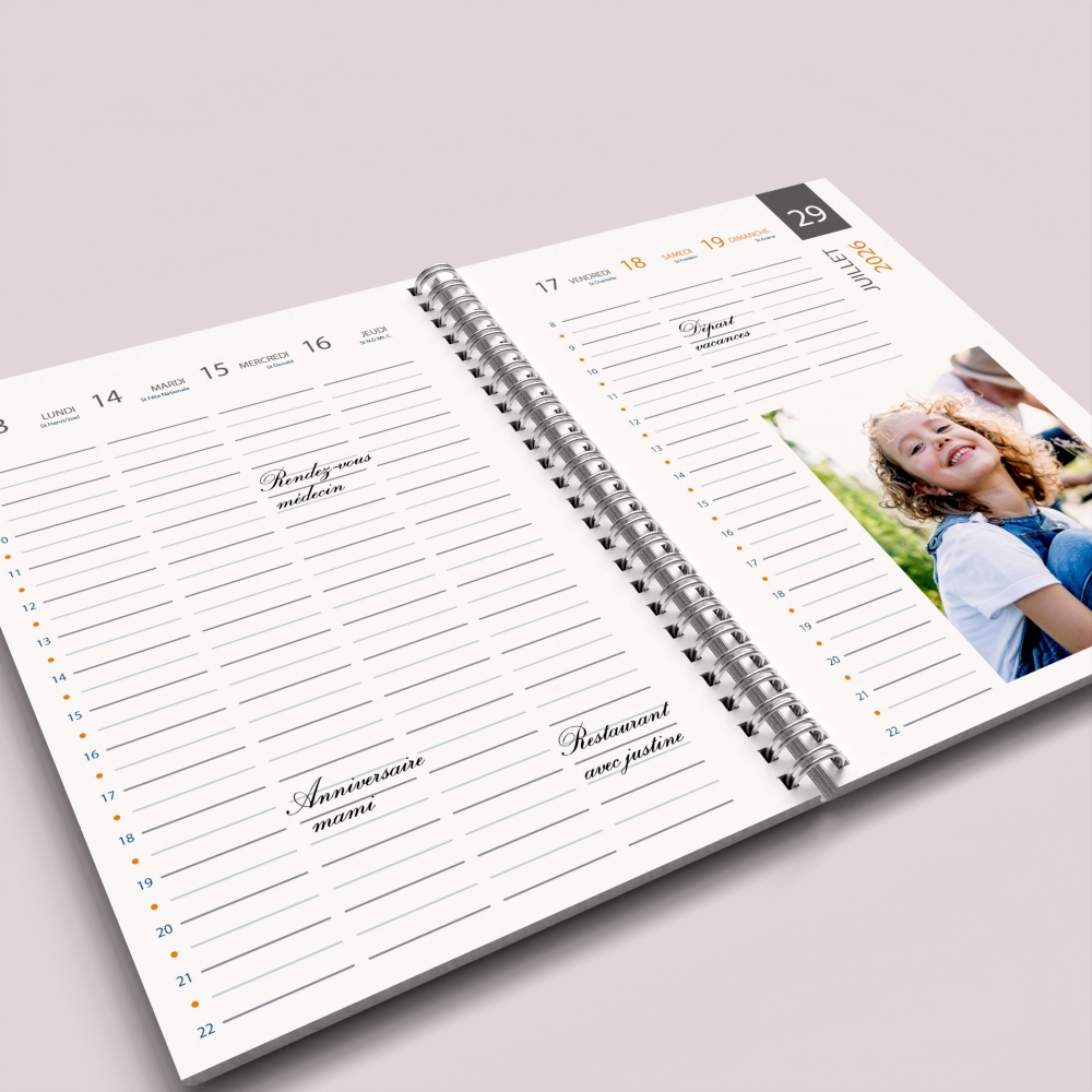 Agenda photo personnalisé