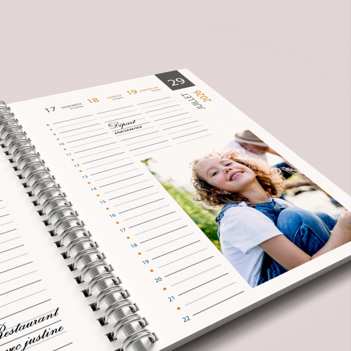 Agenda photo personnalisé
