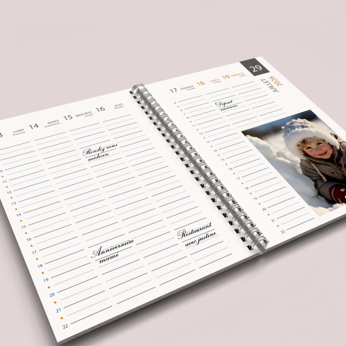 Agenda photo personnalisé