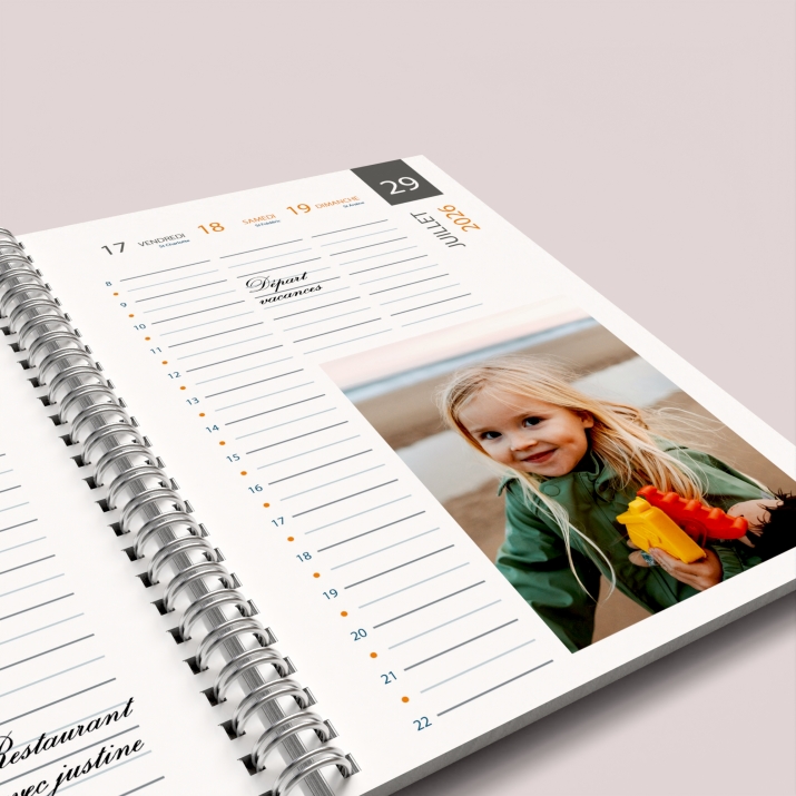 Agenda photo personnalisé