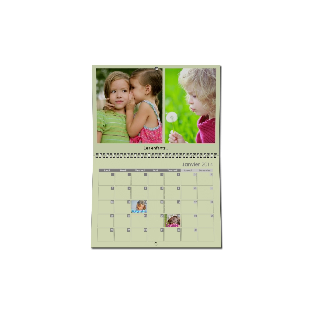 Calendrier photo mural double Calendrier photo mural double