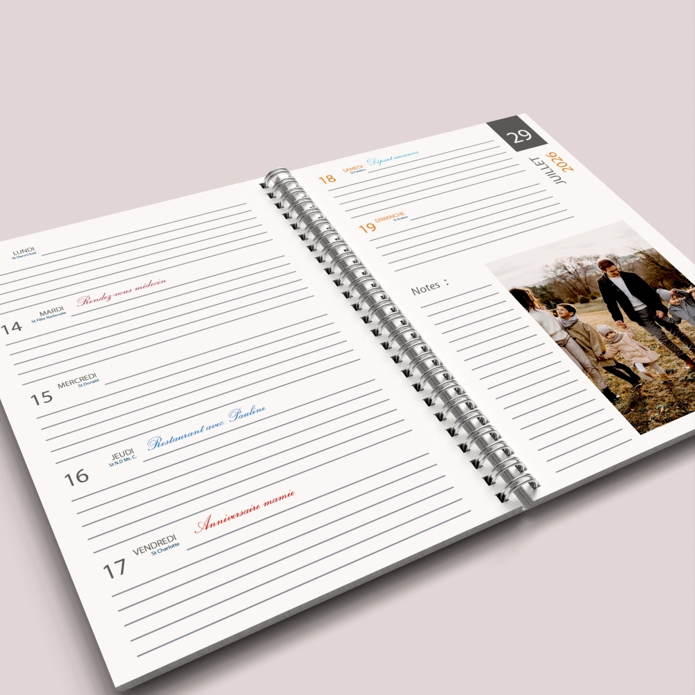 Agenda photo personnalisé