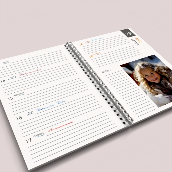 Agenda photo personnalisé
