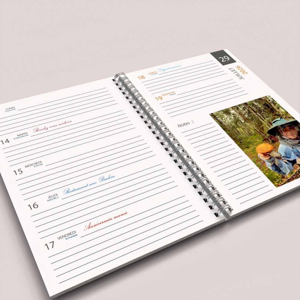 Agenda photo personnalisé