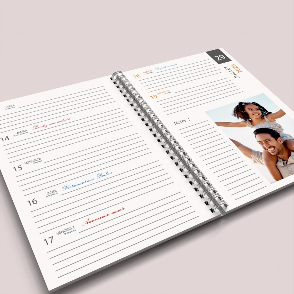 Agenda photo personnalisé
