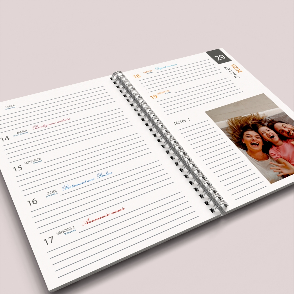 Agenda photo personnalisé