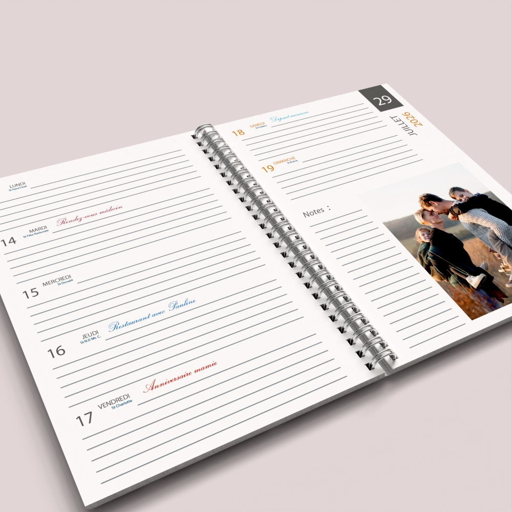 Agenda photo personnalisé
