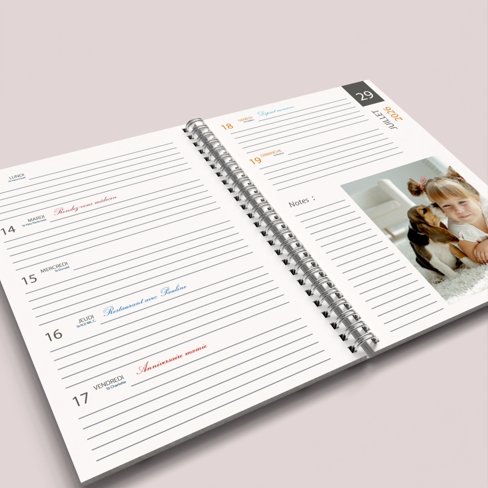 Agenda photo personnalisé