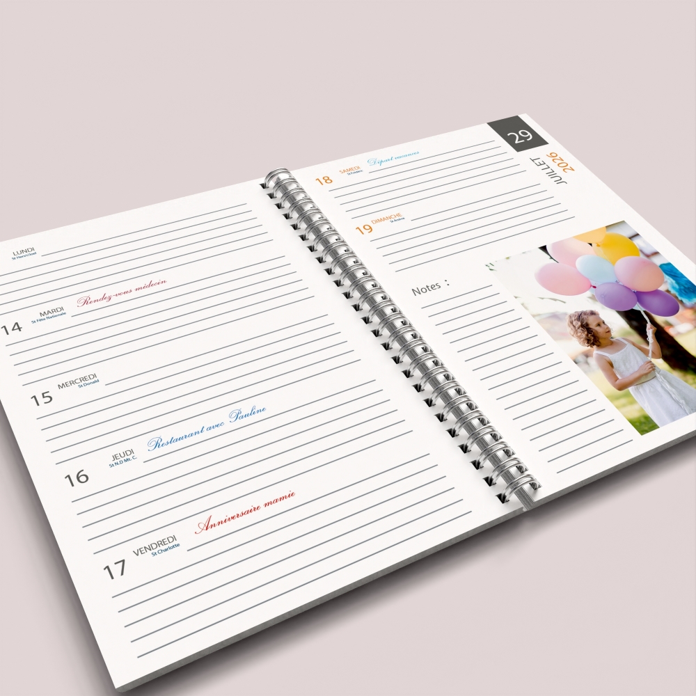 Agenda photo personnalisé