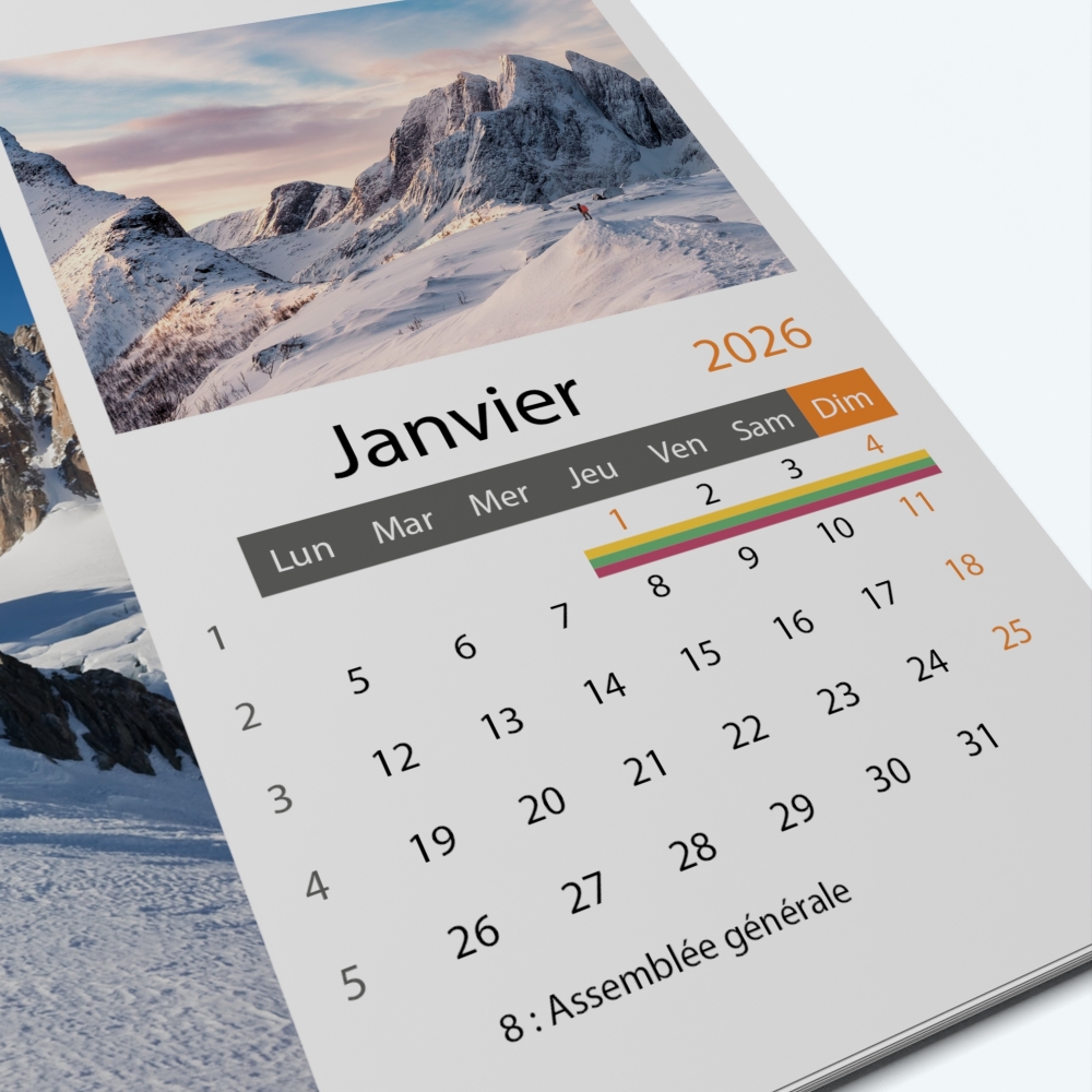 Calendrier photo "PANO" - Grille calendaire personnalisable