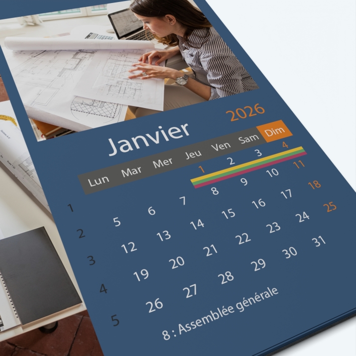 Calendrier photo "PANO" - Grille calendaire personnalisable