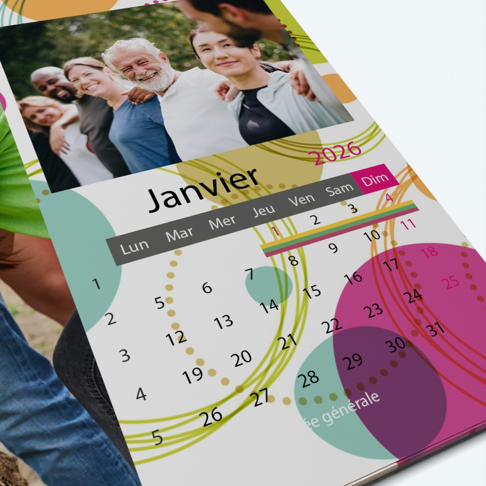 Calendrier photo "PANO" - Grille calendaire personnalisable