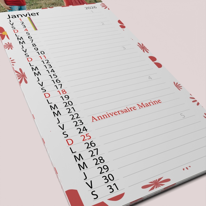Calendrier photo mural Cuisine