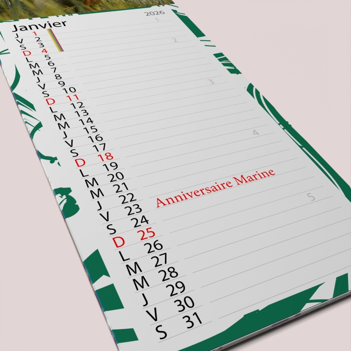Calendrier photo mural Cuisine