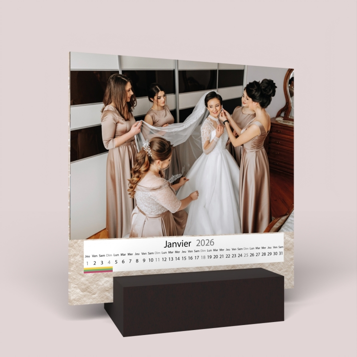 Calendrier sur bois carré