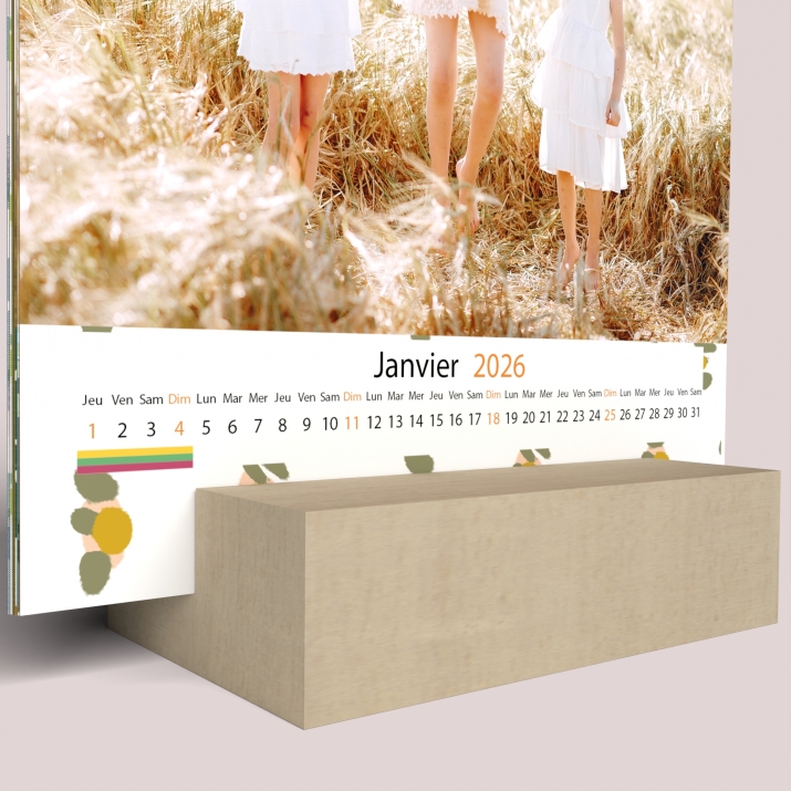 Calendrier sur bois carré