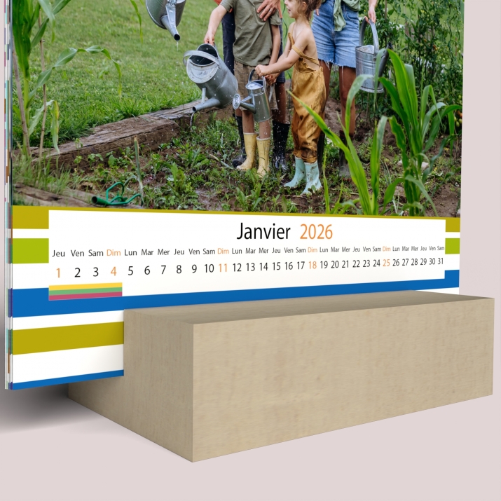 Calendrier sur bois carré