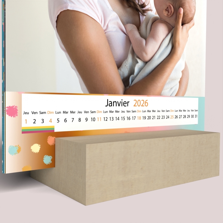 Calendrier sur bois carré