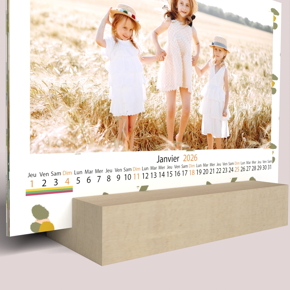 Calendrier sur bois pano