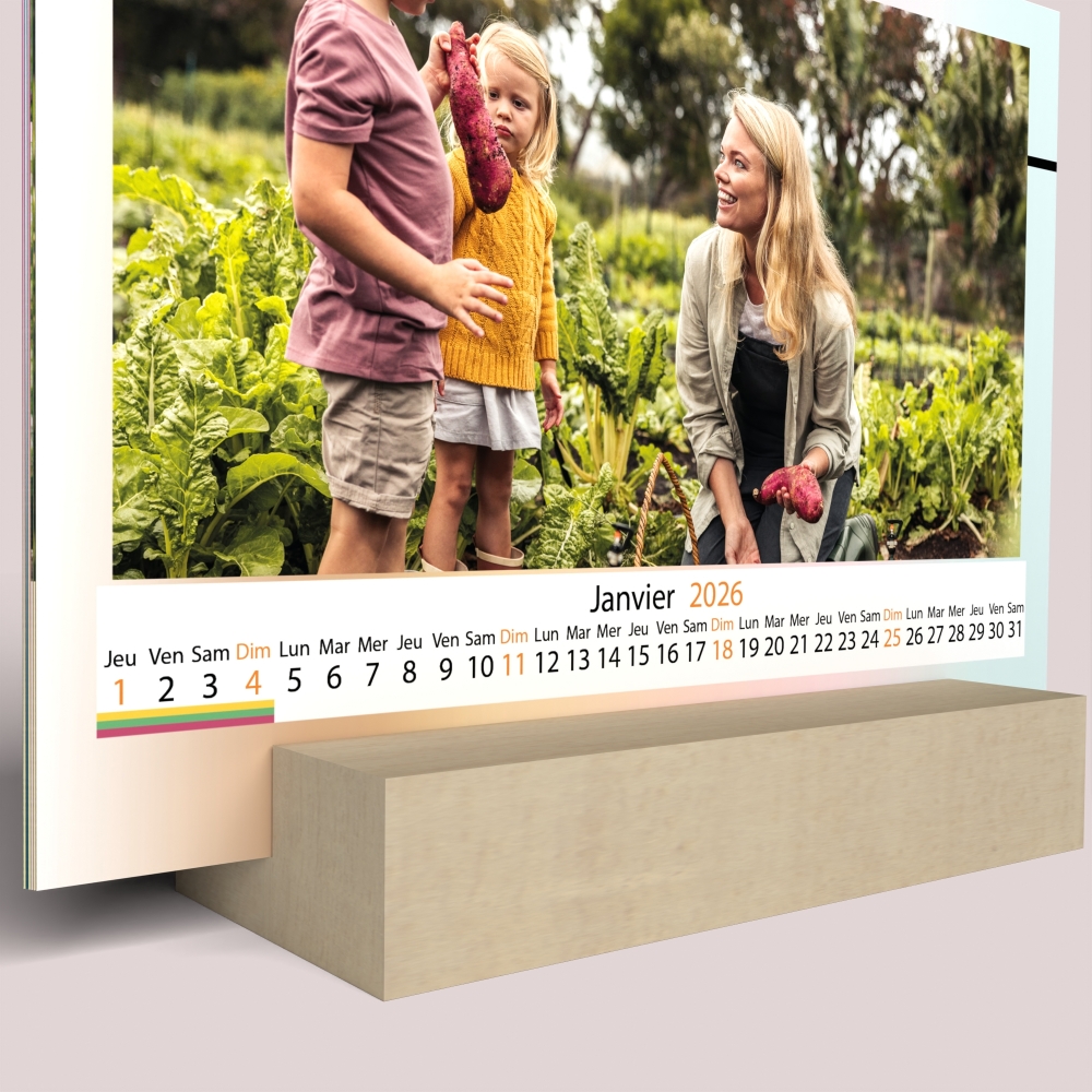 Calendrier sur bois pano
