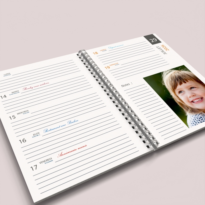 Agenda photo personnalisé