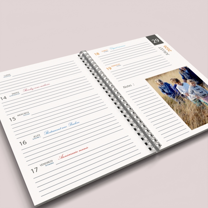 Agenda photo personnalisé