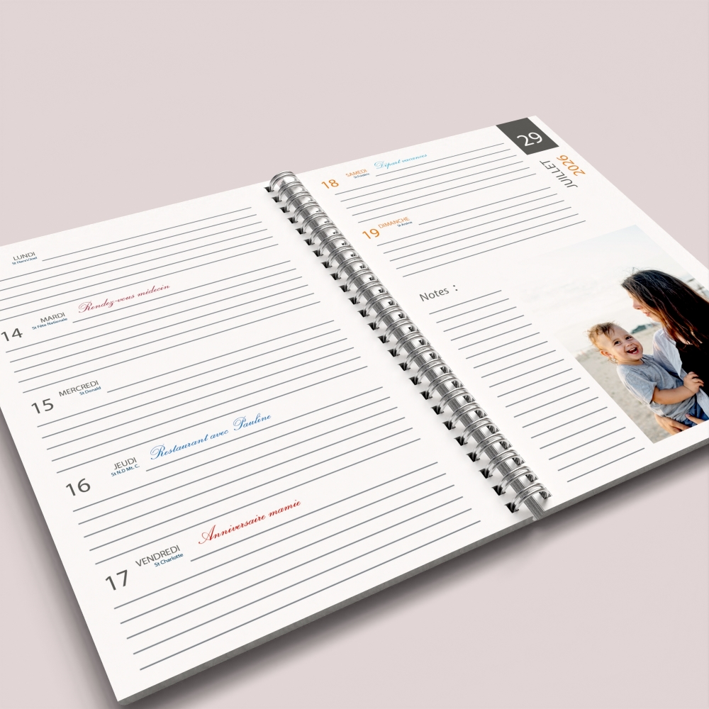 Agenda photo personnalisé