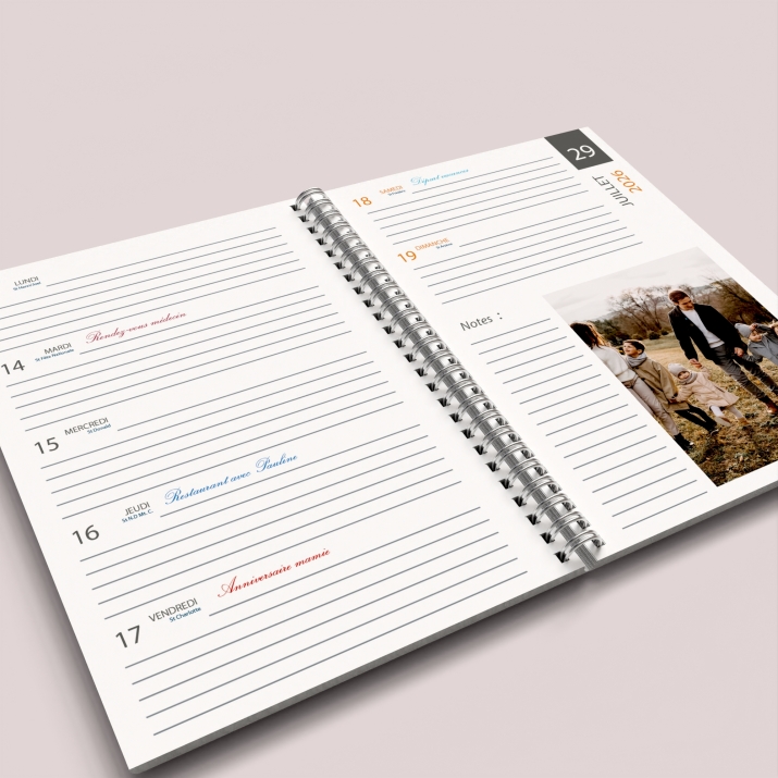 Agenda photo personnalisé