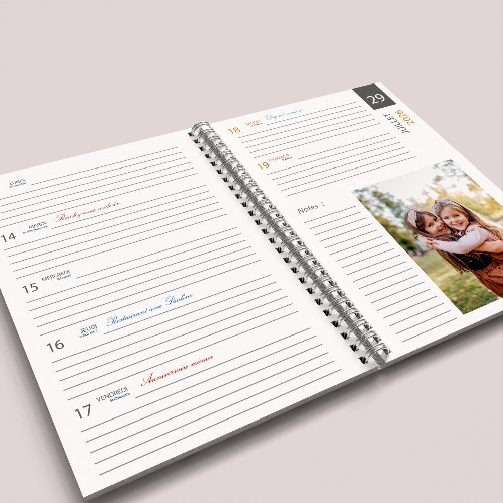 Agenda photo personnalisé