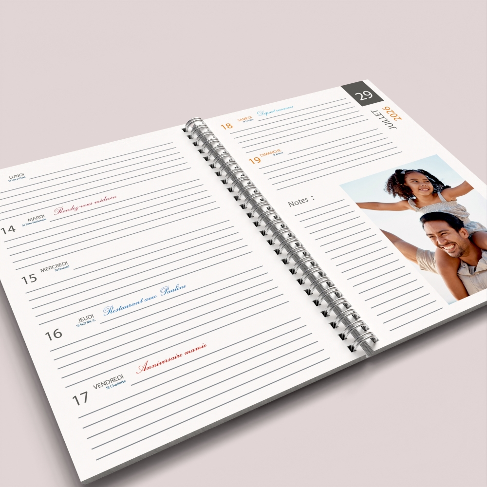 Agenda photo personnalisé
