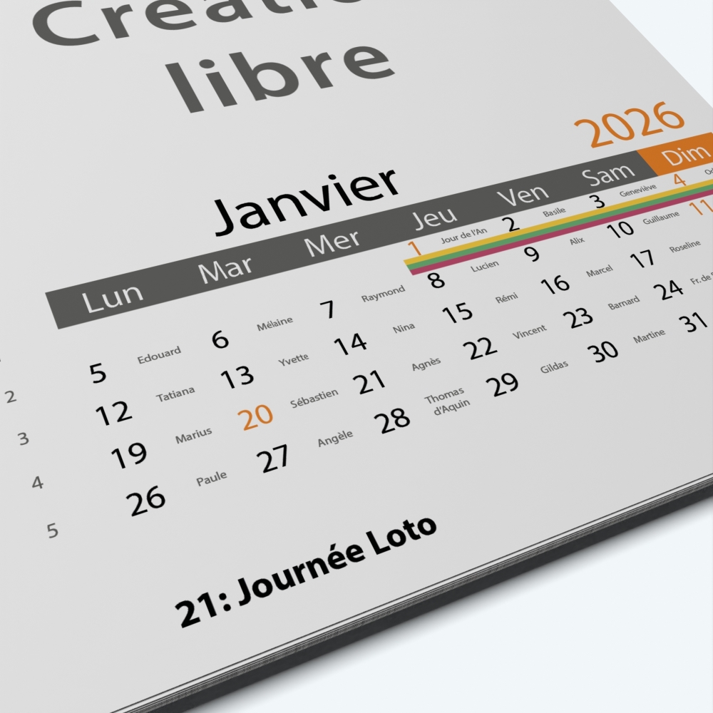 Calendrier photo Classic - Grille calendaire personnalisable