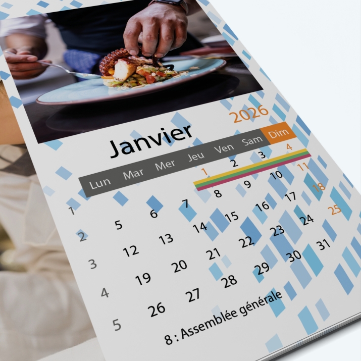 Calendrier photo "PANO" - Grille calendaire personnalisable