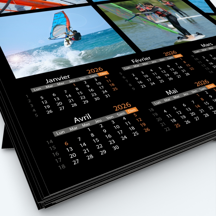 Calendrier photo deux pages XL - Grille calendaire personnalisable