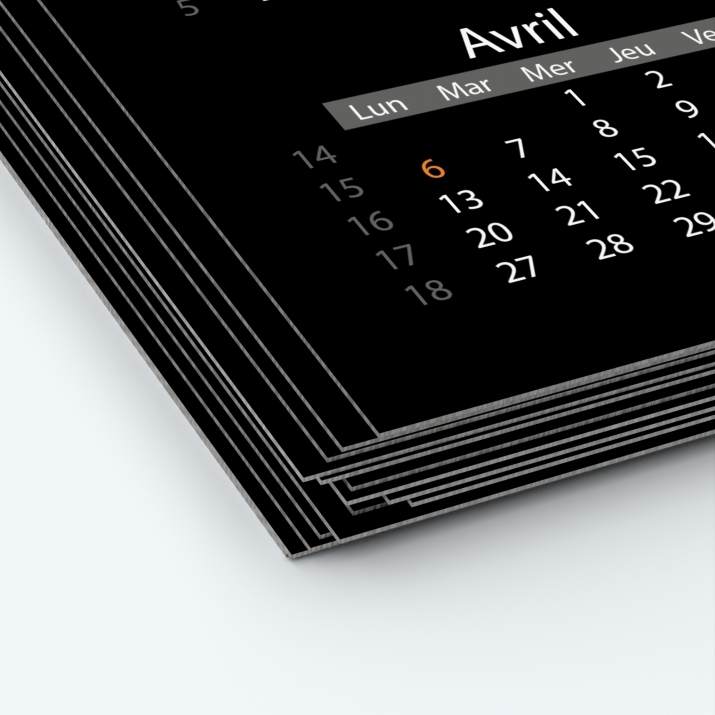 Calendrier photo deux pages XL - Papier épais rigide 400 g/m2