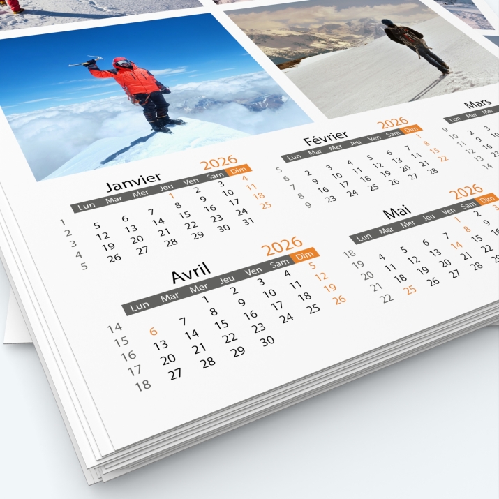 Calendrier photo deux pages XL - Grille calendaire personnalisable