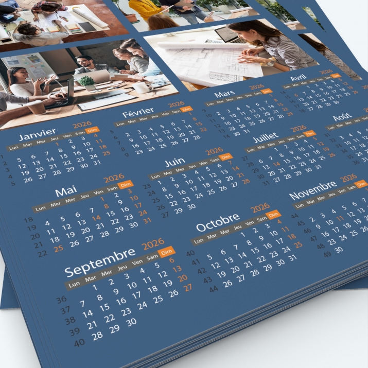 Calendrier photo une page - Grille calendaire personnalisable
