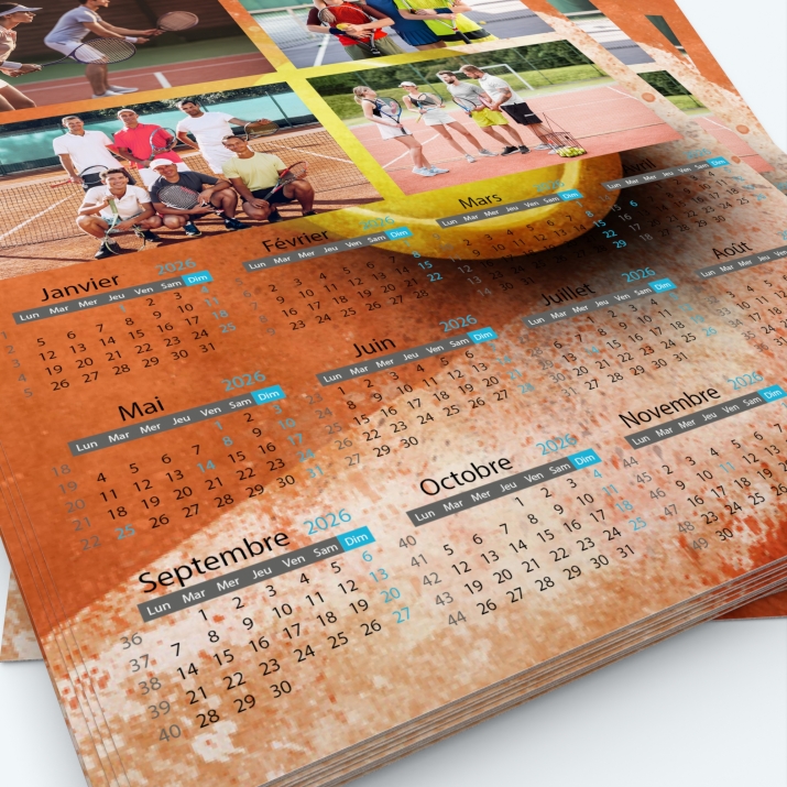 Calendrier photo une page - Grille calendaire personnalisable