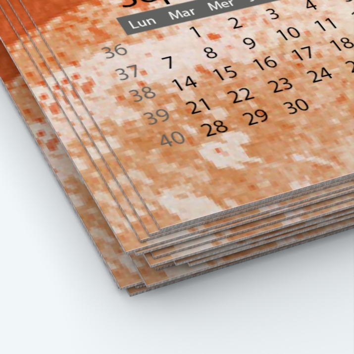 Calendrier photo une page - Papier épais rigide 400 g/m2